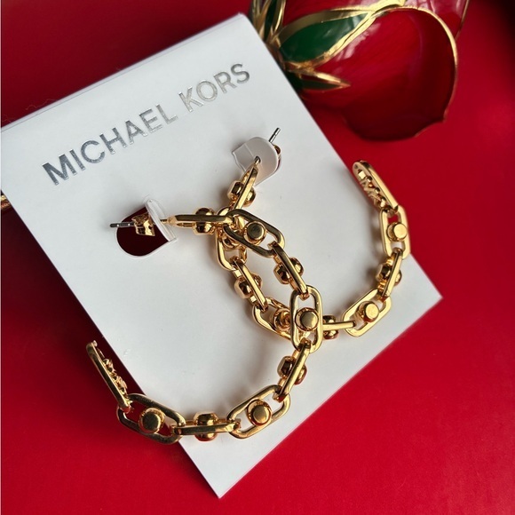 Michael Kors Jewelry - Michael Kors Earrings,Michael Kors Gold Chain Hoop Earrings